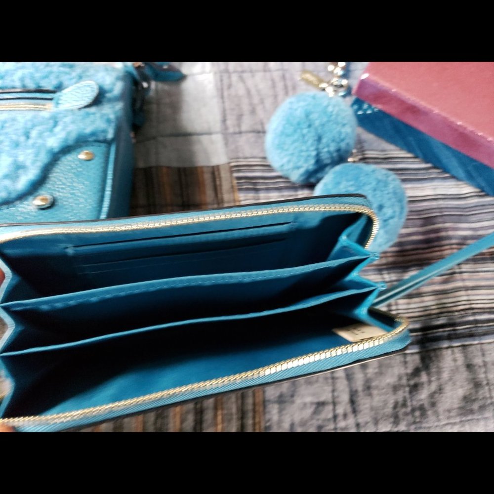 Coach 36490 Small Rhyder Pochette in Shearling blue set - Picture 3 of 7